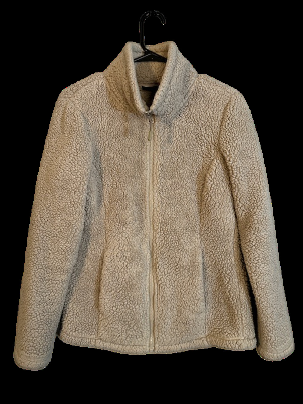 32 Degrees Heat Women’s Beige Fuzzy Full Zip Jacket High Neck Cozy Size XS